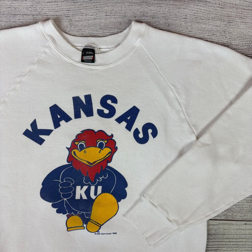 Vintage 1986 University of Kansas Jayhawks College Crewneck